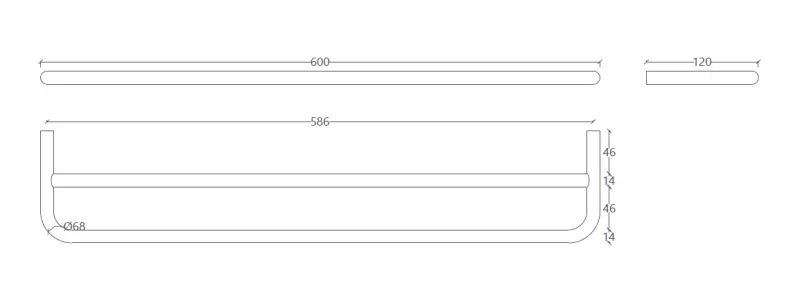 Suport dublu pentru prosoape Waterevolution flow, lungime 60 cm, din alamă periată A112DLE