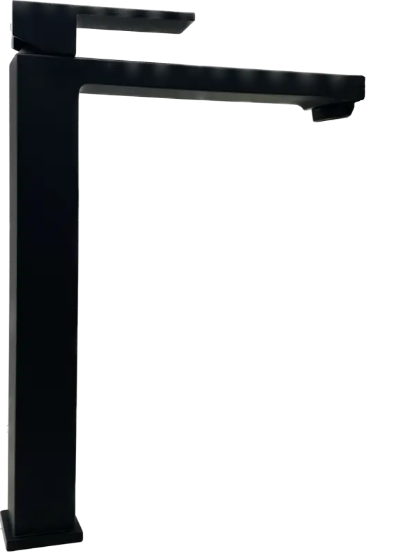 Baterie de baie inalta PB Kiki cu un singur orificiu pentru chiuveta, finisaj negru mat
