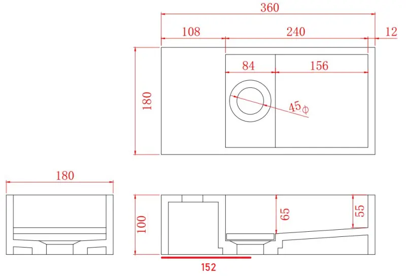Suprafață solidă Solid-S Marble chiuvetă B36xD18xH10cm marmură negru mat stânga fără orificiu pentru robinet 1208954636