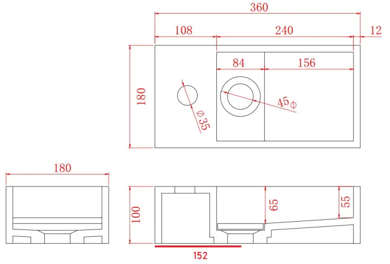Solid-S Marble solid surface chiuvetă B36xD18xH10cm marmură negru mat stânga cu orificiu pentru robinet 1208954637