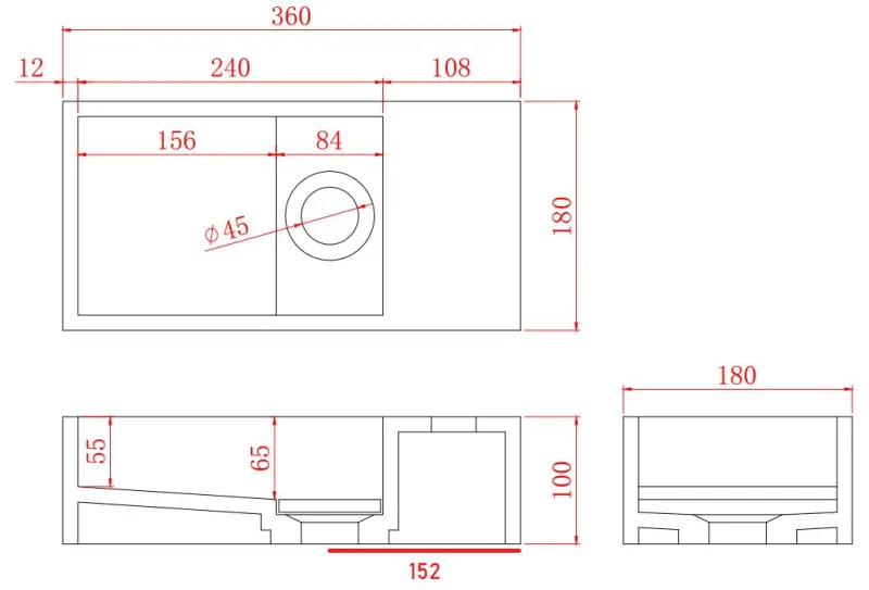 Solid-S Marble solid surface chiuvetă B36xD18xH10cm marmură negru mat dreapta fără orificiu pentru robinet 1208954639