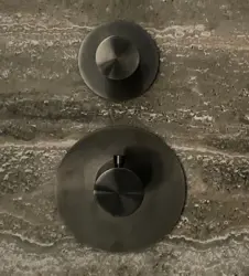 SB 316 AESTHETICS Round Robinet termostat încorporat cu 1 ieșire / robinet de oprire PVD gun metal periat 1208954896