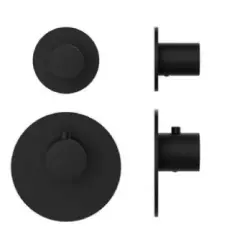 SB AESTHETICS Round Robinet termostatic încorporat cu 2 ieșiri / robinet de oprire și schimbare negru mat 1208954916