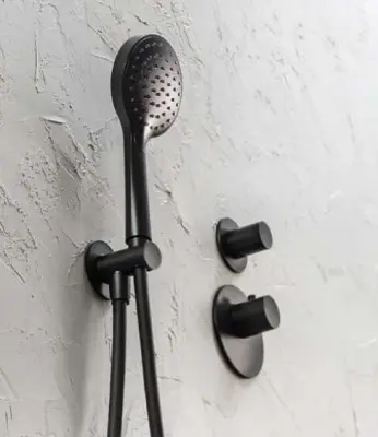 SB AESTHETICS Round Robinet termostatic încorporat cu 2 ieșiri / robinet de oprire și schimbare negru mat 1208954916