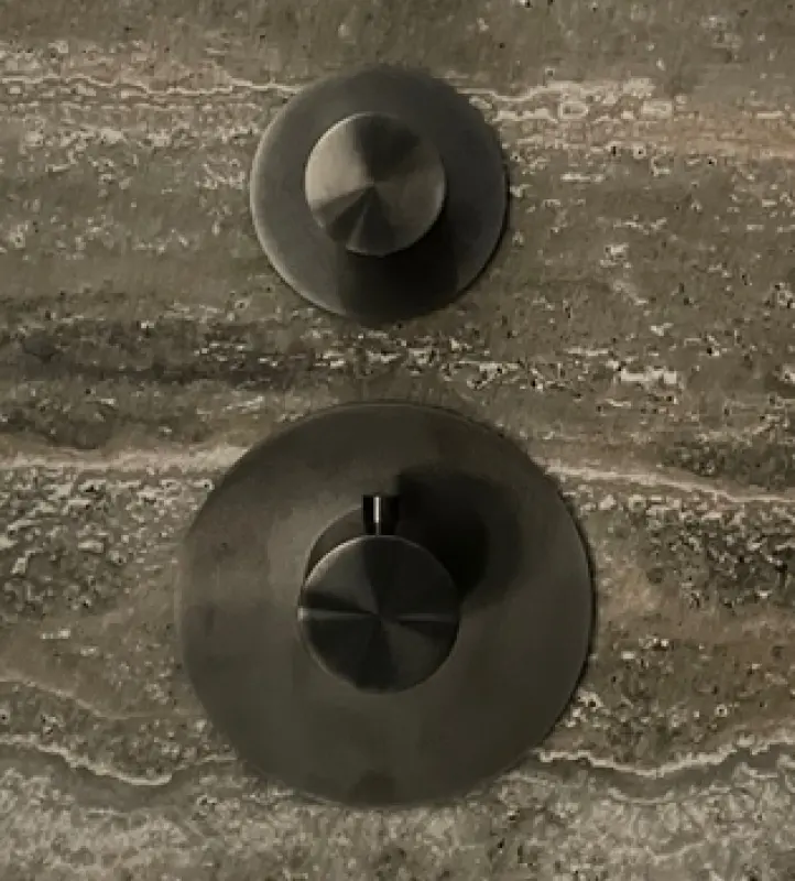 SB 316 AESTHETICS Round Vana termostat de instalare încastrată cu 2 ieșiri / vana de oprire și comutare PVD de culoare metalică închisă periată 1208954918