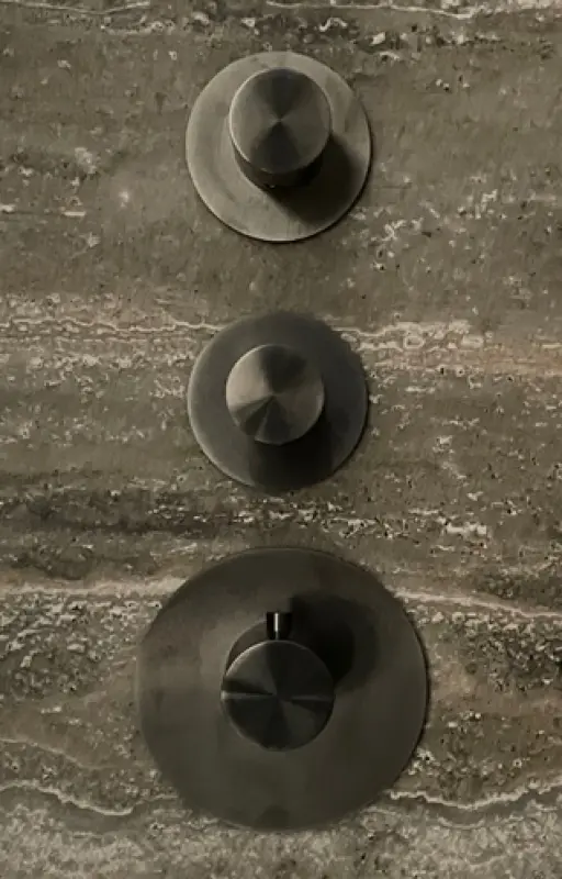 SB 316 AESTHETICS Rotundă Robinet termostatic de încorporare cu 2 ieșiri / 2 x robinet de oprire PVD gun metal periat 1208954945