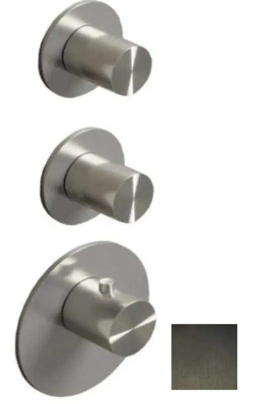SB 316 AESTHETICS Rotund Robinet termostatic încorporat cu 3 ieșiri, cu comutator și robinet de oprire, finisaj PVD gun metal periat 1208954952