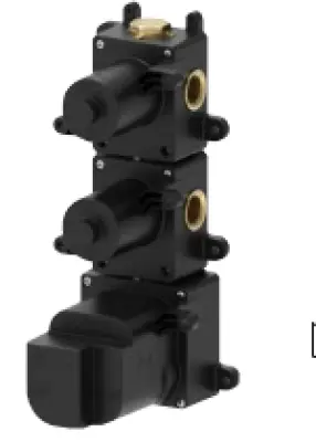 SB AESTHETICS Termostat de încorporare rotund cu 3 ieșiri, cu comutator și robinet de oprire, negru mat 1208954954