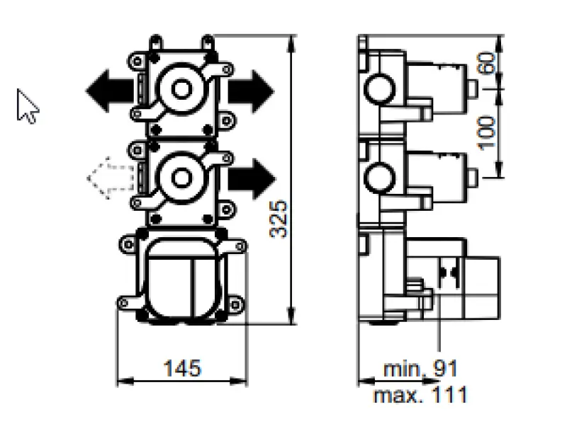 SB AESTHETICS Rotundă robinet termostat cu 3 ieșiri cu distribuitor și robinet de oprire, alb mat 1208954955.