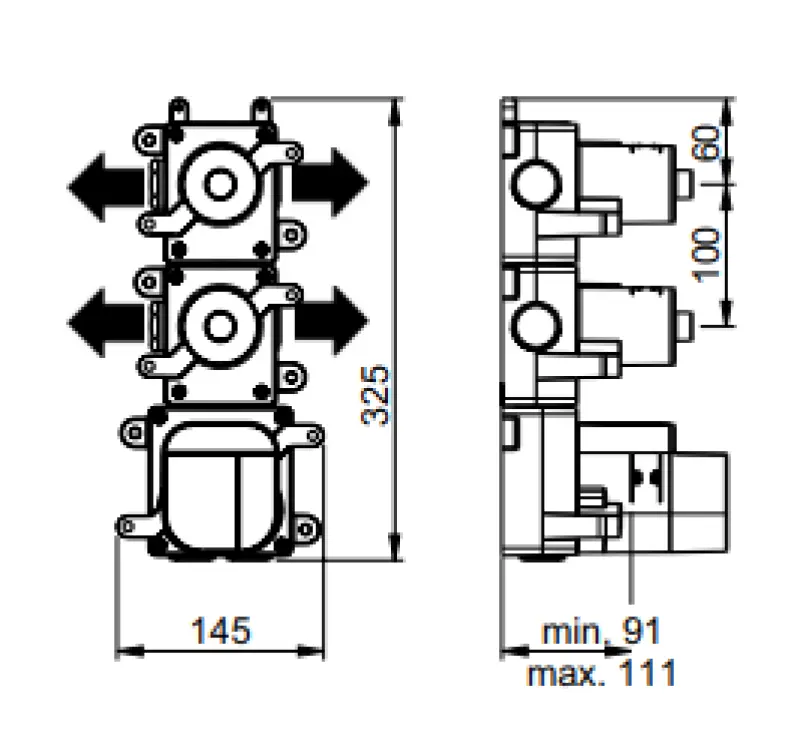SB 316 AESTHETICS Round Robinet termostat cu montare încastrată cu 4 ieșiri / 2x robinet de oprire-comutare complet din oțel inoxidabil 1208954956.