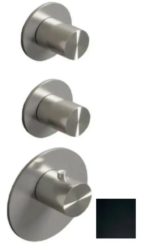 SB AESTHETICS Încorporabil Rotund robinet termostatic cu 4 ieșiri/ 2x robinet de comutare oprire, negru mat 1208954961