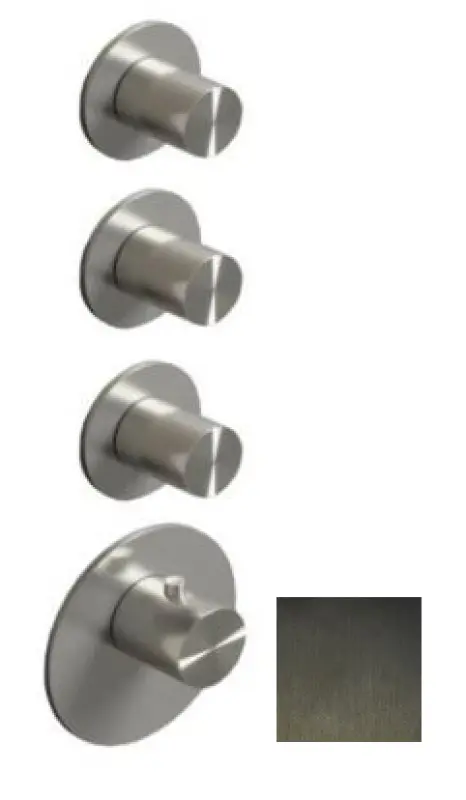 SB 316 AESTHETICS Round Robinet termostat încorporat cu 3 ieșiri / 3x robinet de oprire PVD gun metal periat 1208954967