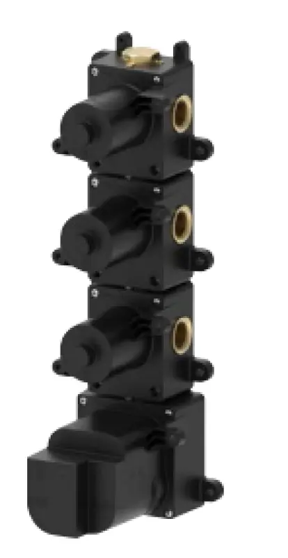 SB AESTHETICS Termostat de încorporare rotund cu 3 ieșiri/ 3x robinet de oprire negru mat11208954969