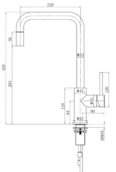 Lorreine Square Robinet de bucătărie negru mat complet din oțel inoxidabil cu duză extensibilă 1208955088