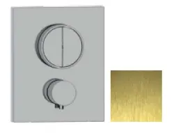 SB Push Square este un robinet termostat cu montaj incastrat, dotat cu un comutator cu buton de presiune și un regulator de volum, cu finisare aur PVD.