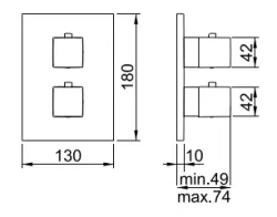 SB Universale Square Robinet termostat incorporabil cu 2 ieșiri, placare PVD cu aur 1208955150