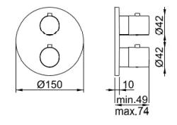 SB Universal Round Robinet termostatatic încorporat cu 2 ieșiri, negru mat, 1208955164.