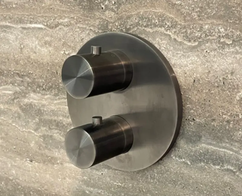 SB Universal Round Robinet termostatizat de montaj cu 2 ieșiri, finisaj PVD gun metal 1208955168.