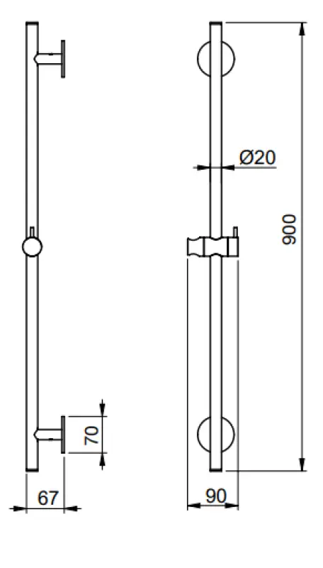 SB Rubinetterie Universale L900 bară de duș completă din oțel inoxidabil 316 1208955238