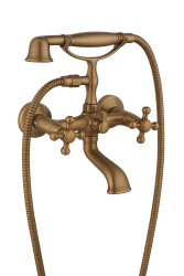Aquadesign Marseille baterie clasică de baie cu butoane puternice Bronz, inclusiv duș de mână