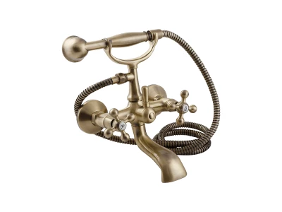 Aquadesign Marseille baterie clasică de baie cu butoane puternice Bronz, inclusiv duș de mână