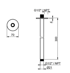 SB Round 316 braț de duș pentru tavan, rotund, 30 cm, cupru PVD 1208955306