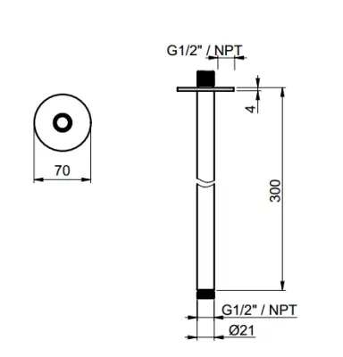 SB Round 316 braț de duș pentru tavan, rotund, 30 cm, cupru PVD 1208955306
