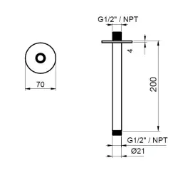 SB Round 316 tavan duș braț rotund de 20 cm aur PVD 1208955310