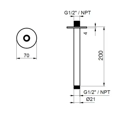 SB Round 316 tavan duș braț rotund de 20 cm aur PVD 1208955310