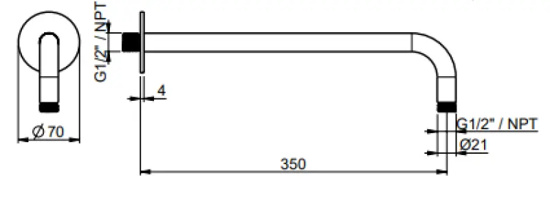 SB Rotundă 316 braț de duș de perete, diametru 35 cm, aur PVD 1208955316