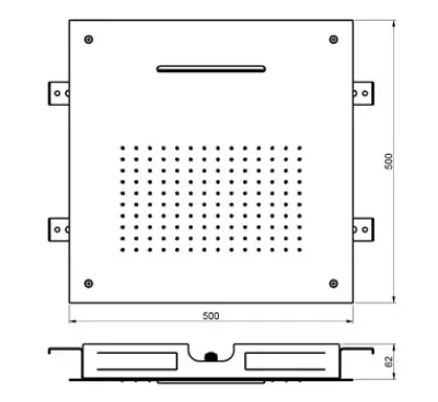 Duș de tavan încorporat SB Square 316 cu cascada, cap de duș de 50x50 cm, PVD din metal cenușiu pistol 1208955320.