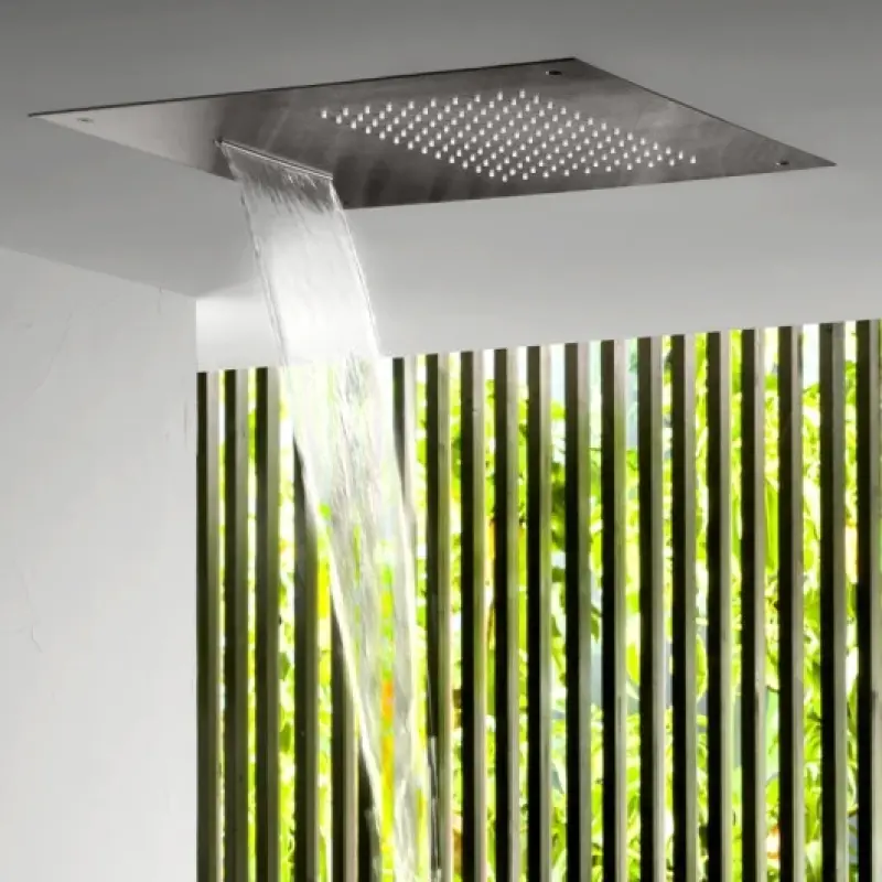 Duș de tavan încorporat SB Square 316 cu cascada, cap de duș de 50x50 cm, PVD din metal cenușiu pistol 1208955320.