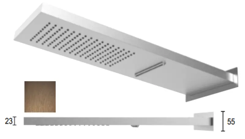 SB Square 316 Dus de ploaie cu conectare la perete și duș cu cascada PVD de cupru 1208955330.