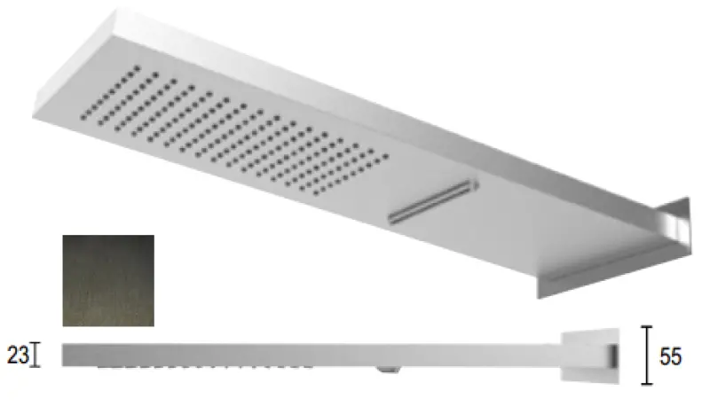 Dusă de ploaie SB Square 316 cu conexiune la perete și duș cu cascade PVD gun metal 1208955332.