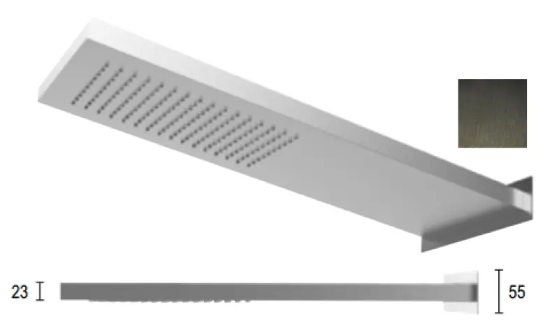 Duşul de tavan SB Square 316 cu conexiune la perete, duş de cap PVD negru-argintiu 1208955335.