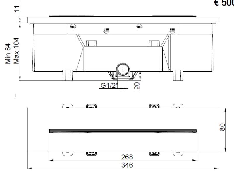 SB 316 Cascadă baie robinet încorporat complet din oțel inoxidabil 1208955339