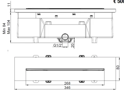 SB 316 Cascadă robinet încorporat în baie, finisaj PVD gun metal 1208955341