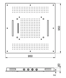 Duș de tavan SB Square încorporat cu 4 tipuri de jeturi și iluminare cromoterapie, alb mat, 1208955386.