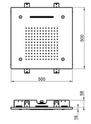 Duș cu cromoterapie SB încorporat cu 3 tipuri de jeturi 50x50 cm PVD Gun Metal 1208955449.