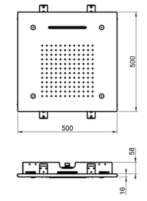 Duș cu cromoterapie SB încorporat cu 3 tipuri de jeturi 50x50 cm PVD Gun Metal 1208955449.
