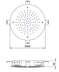 Duș de tavan SB Round Chromotherapy, încorporat, mat negru 1208955469