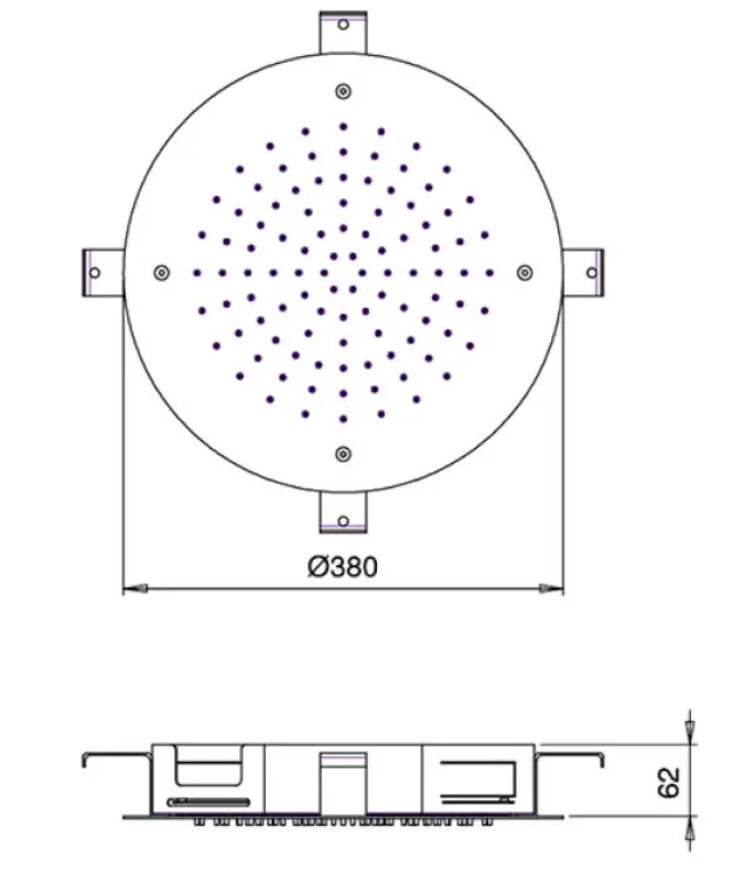 Dușul de tavan rotund SB Round Chromotherapy cu cromoterapie, încastrabil, PVD Cupru 1208955471.