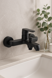 Aquadesign Tours baterie de baie montată pe perete, negru mat