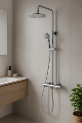 Aquadesign Valence set de duș cu termostat și duș cu efect de ploaie, crom