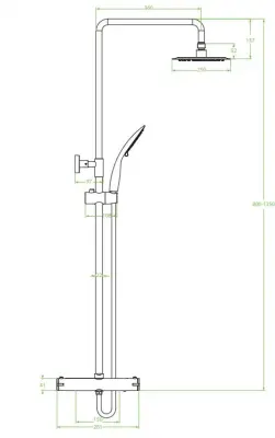 Aquadesign Valence set de duș cu termostat și duș cu efect de ploaie, crom