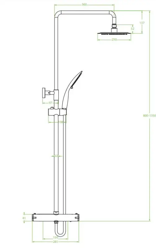 Aquadesign Valence set de duș cu termostat și duș cu efect de ploaie, crom