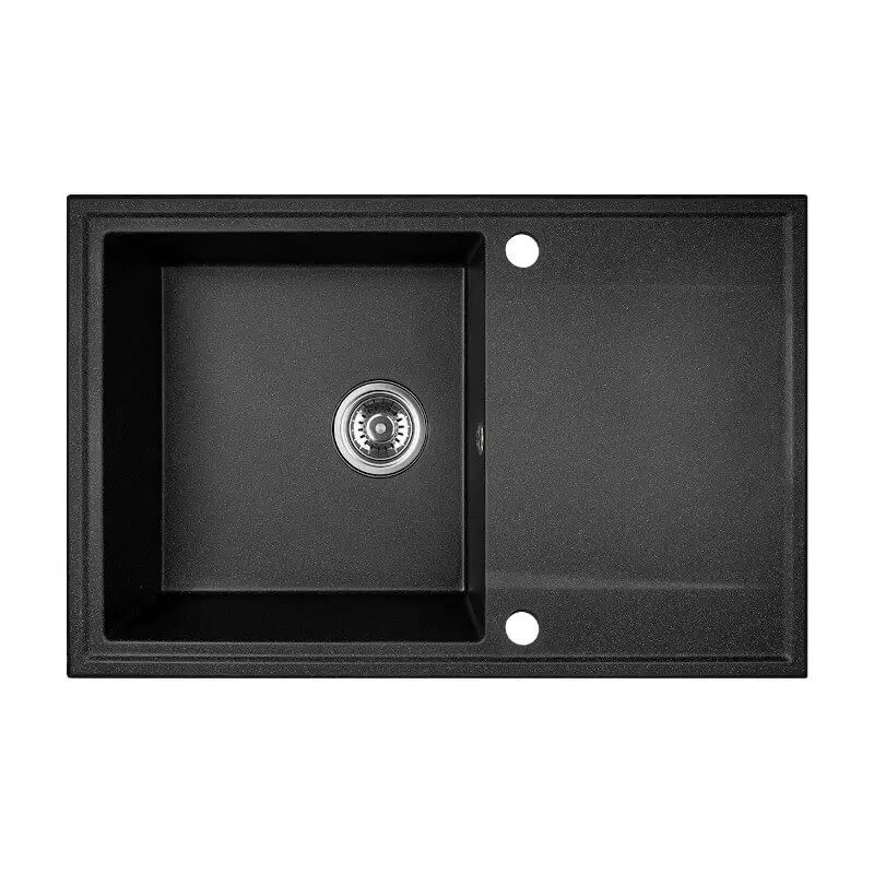 Cesena Aquadesign chiuveta cu montaj suprapus din granit cu scurgere reversibilă, culoare negru.