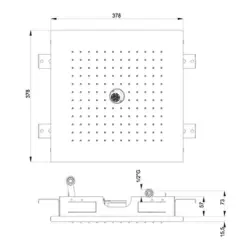 Cabină de duș încorporată SB cu duș de ploaie cu jet de învârtire, 38 cm pătrat complet din oțel inoxidabil, 1208955626.
