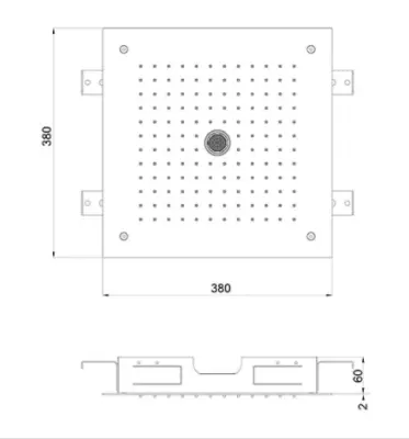Duș de plafon SB cu montaj înglobat și funcție de ploaie cu gheață stradală, din oțel inoxidabil complet, dimensiuni 38x38 cm, cod 1208955633.