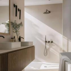 Waterevolution Flow set de duș încorporată cu termostat, duș de ploaie și duș manual, culoare Gun Metal